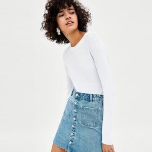 NWT Zara Super Hi Rise Button Mini Skirt, sz L